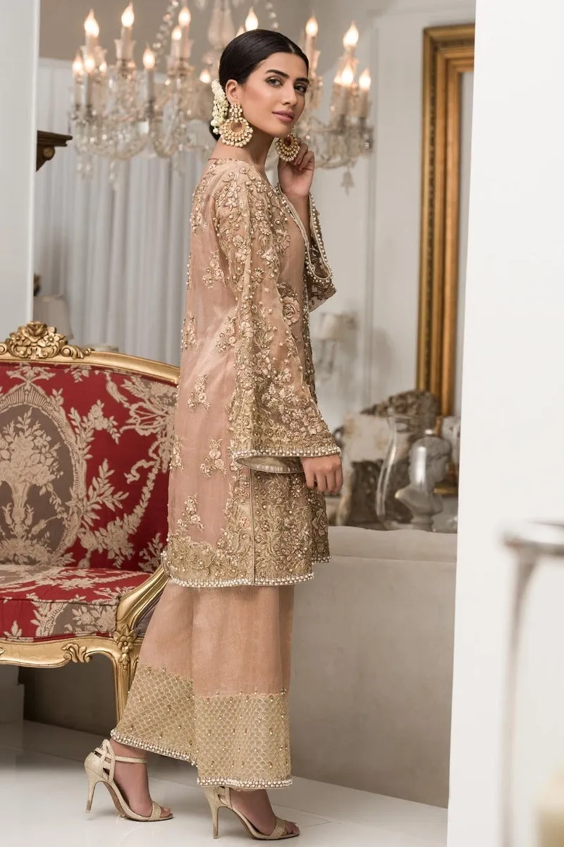 Pakistani Peach Party Wear with Embroidery #Y2028