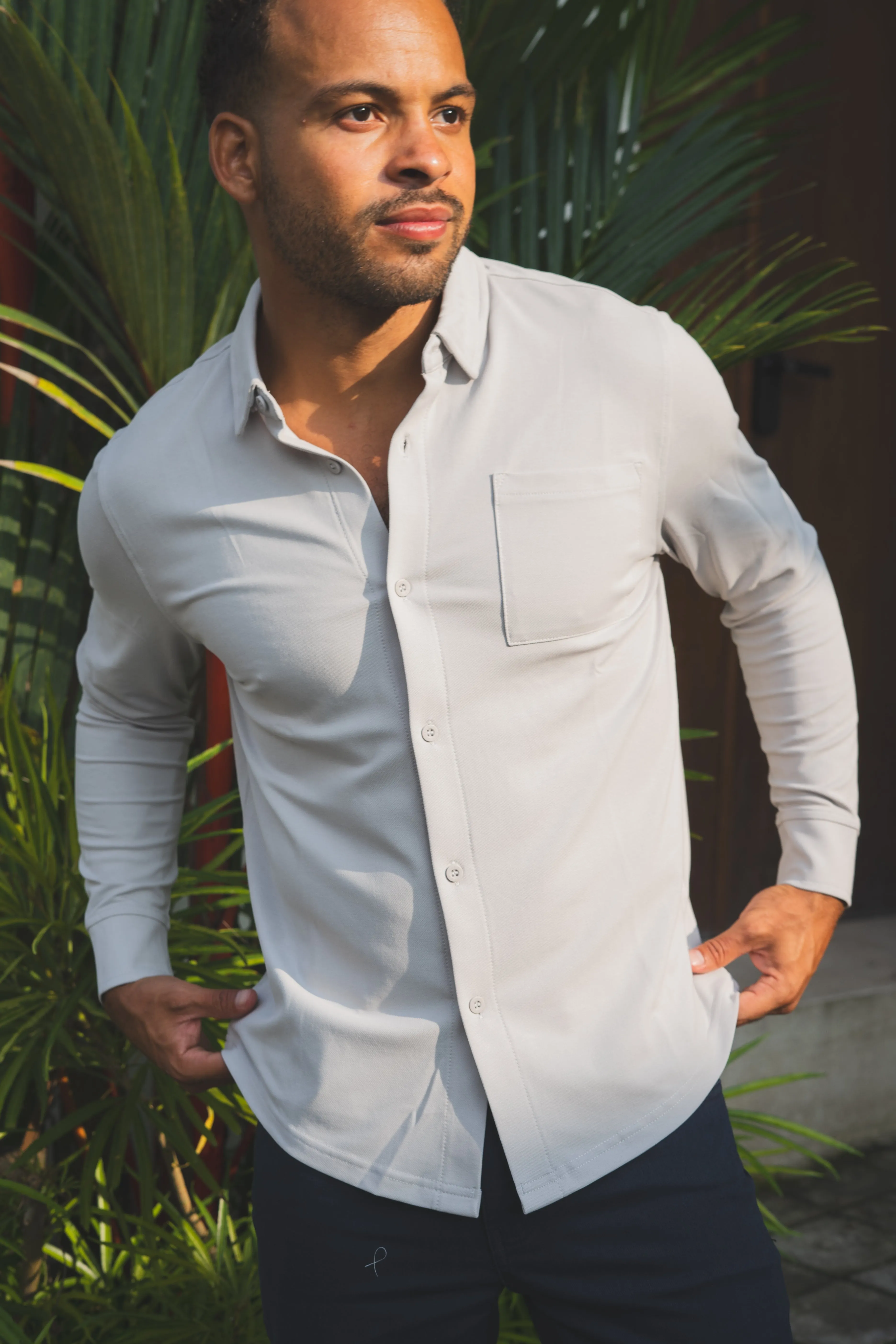 Performance Pique Button Down Shirt Mist