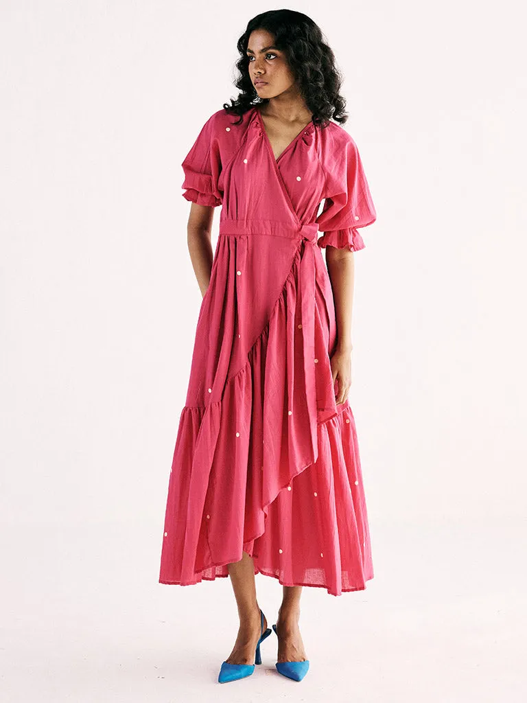Pink Polka Wrap Dress