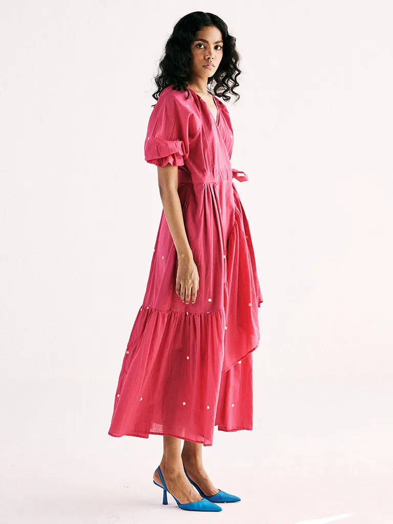 Pink Polka Wrap Dress