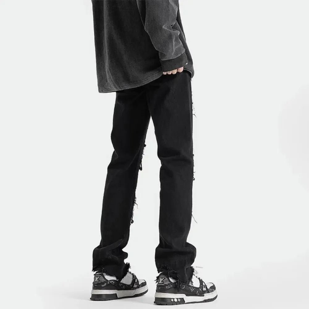 "American High Street Hole Slim Straight" Jeans