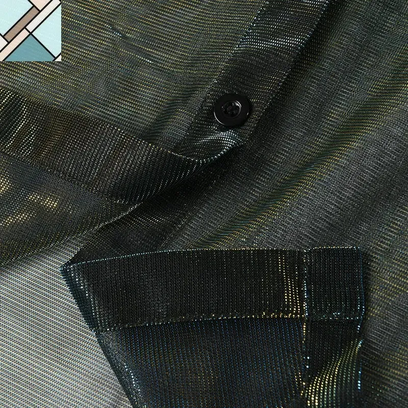 Reece Sheer Shimmer Shirt Dress - Gold Green by Marigold Shadows