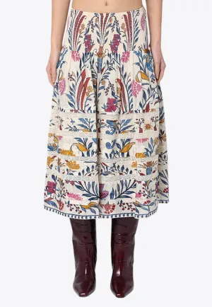 Romantic Floral Print Midi Skirt