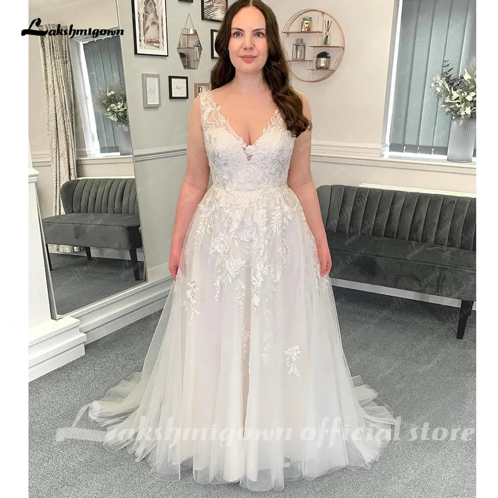 Roycebridal Beach Wedding Dresses 2025 A-Line Sleeveless Lace With Appliques 2025 Spring & Summer Bridal Gown