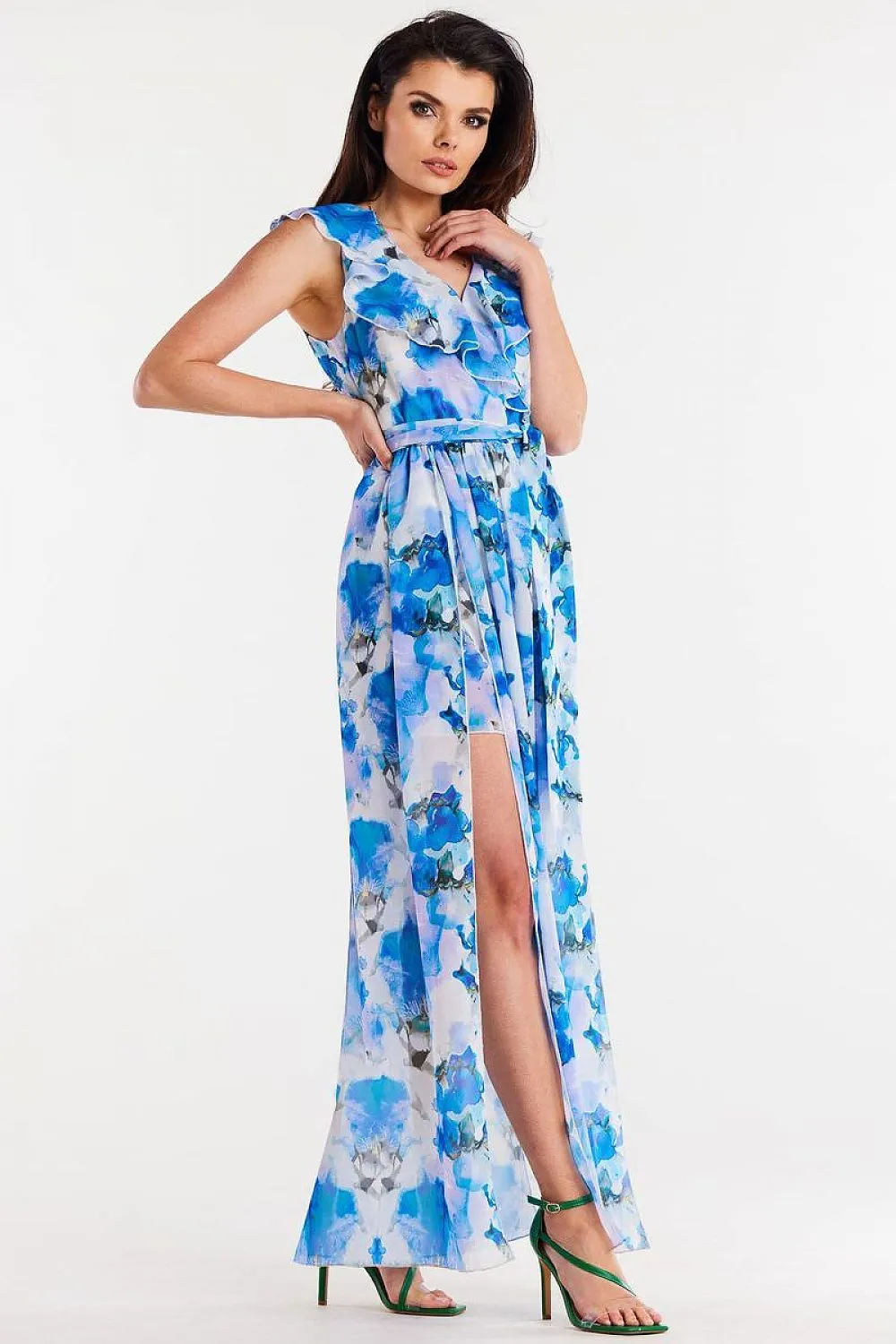 Ruffled Wrap Maxi Dress