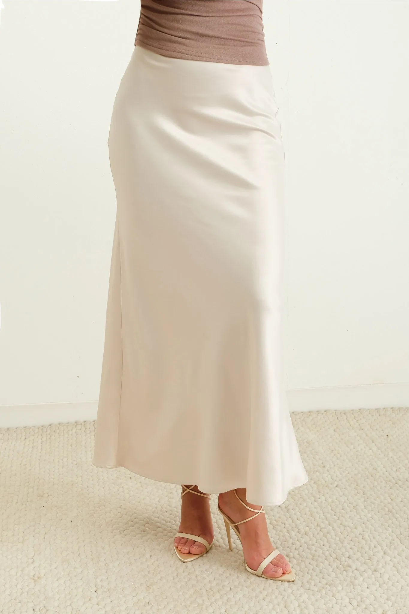 SATIN SLIP MIDI SKIRT