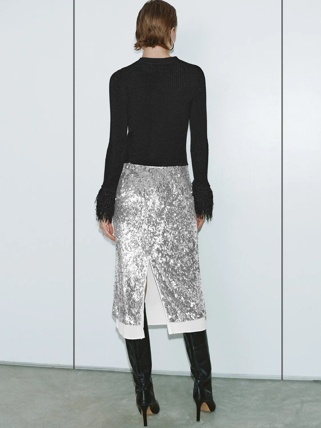 Sequin Midi Straight Skirts