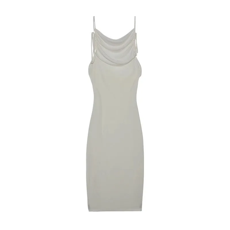 Sexy Lace-up Solid Color Dress Tube Top Halter Neck Open Back Maxi Dresses Wholesale Womens Clothing N3824052000011
