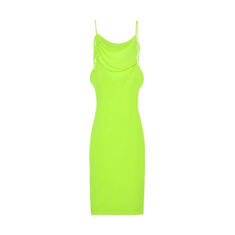 Sexy Lace-up Solid Color Dress Tube Top Halter Neck Open Back Maxi Dresses Wholesale Womens Clothing N3824052000011