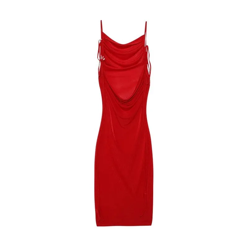 Sexy Lace-up Solid Color Dress Tube Top Halter Neck Open Back Maxi Dresses Wholesale Womens Clothing N3824052000011