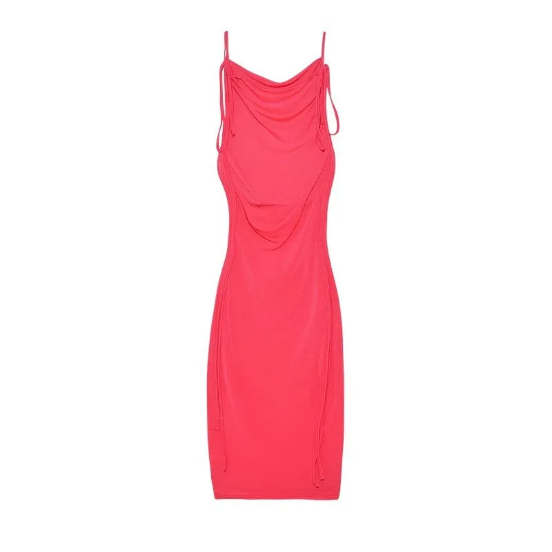Sexy Lace-up Solid Color Dress Tube Top Halter Neck Open Back Maxi Dresses Wholesale Womens Clothing N3824052000011