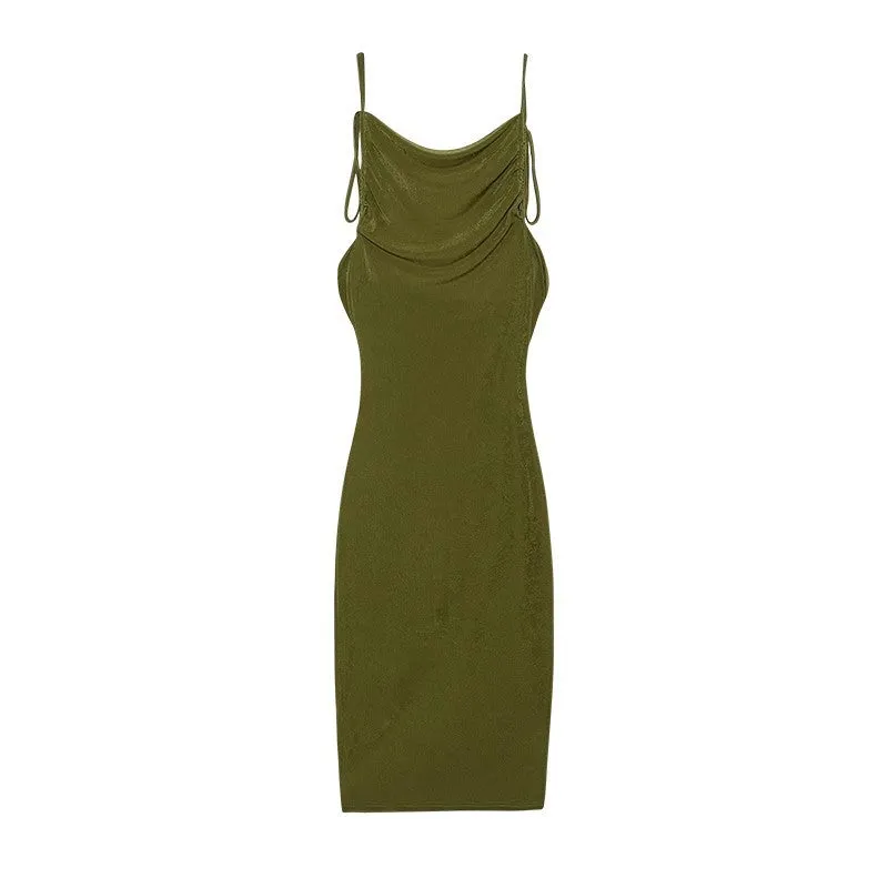 Sexy Lace-up Solid Color Dress Tube Top Halter Neck Open Back Maxi Dresses Wholesale Womens Clothing N3824052000011