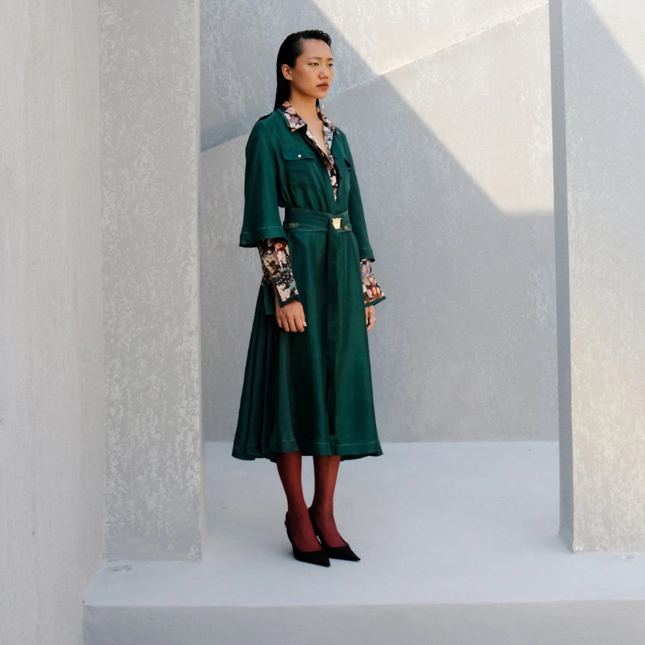 Shangrila Solid Silk Dress