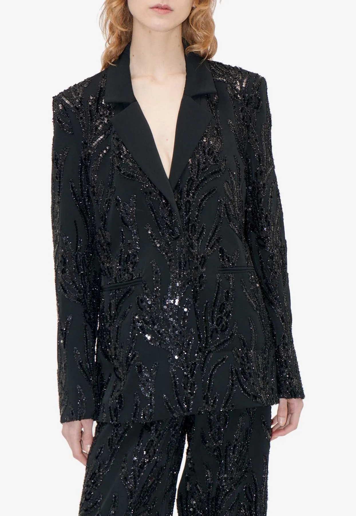 Single-Breasted Sequined Blazer