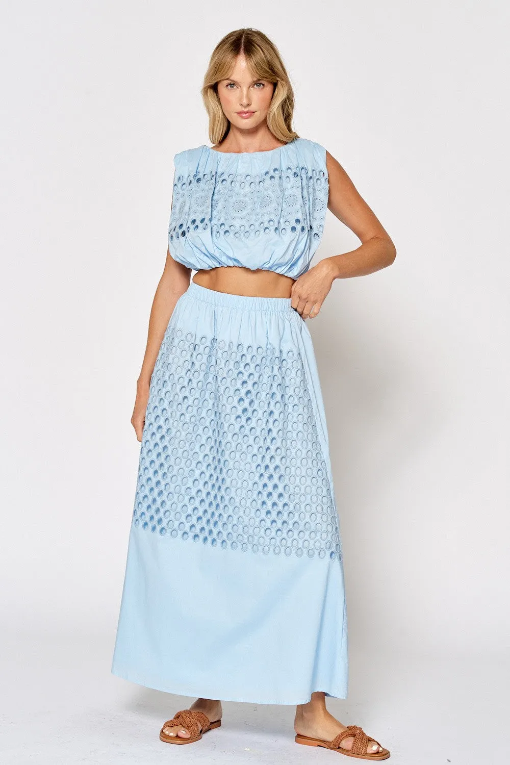 Sleeveless Eyelet Top