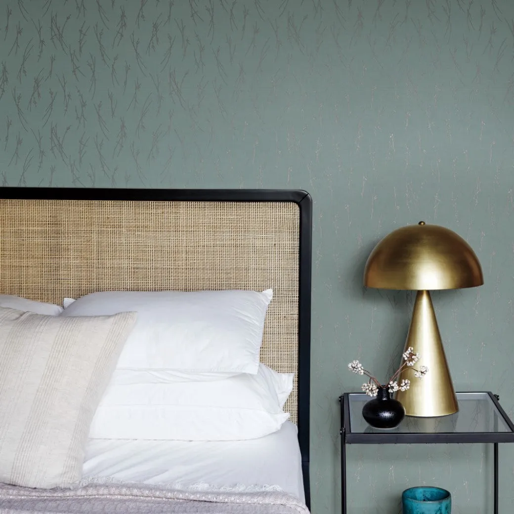 Smokey Blue & Silver Sprigs Wallpaper (60 SqFt)