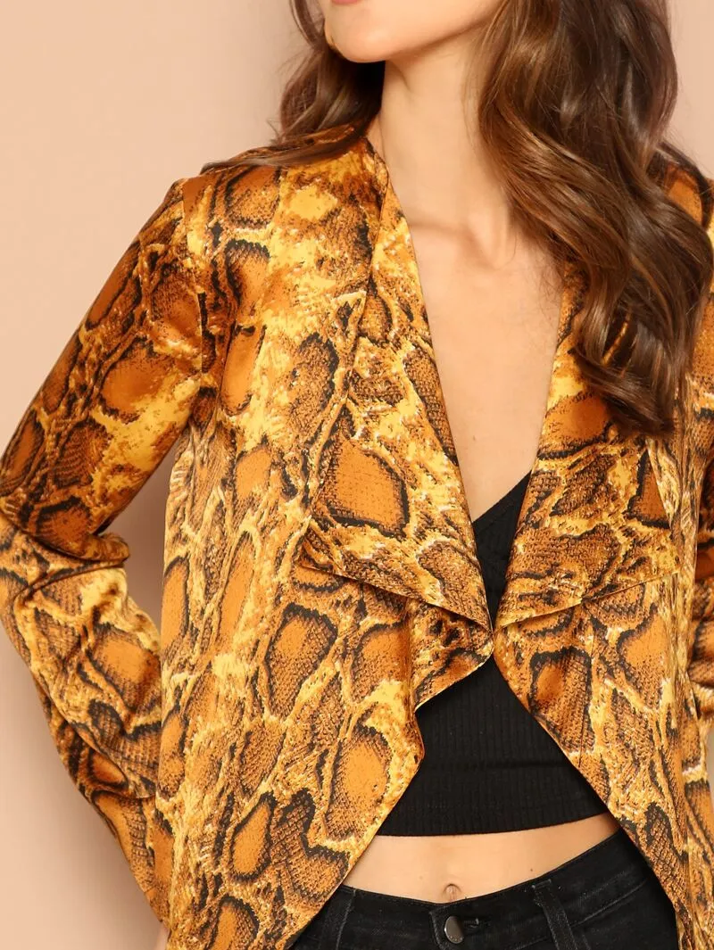 Snakeskin Print Waterfall Jacket