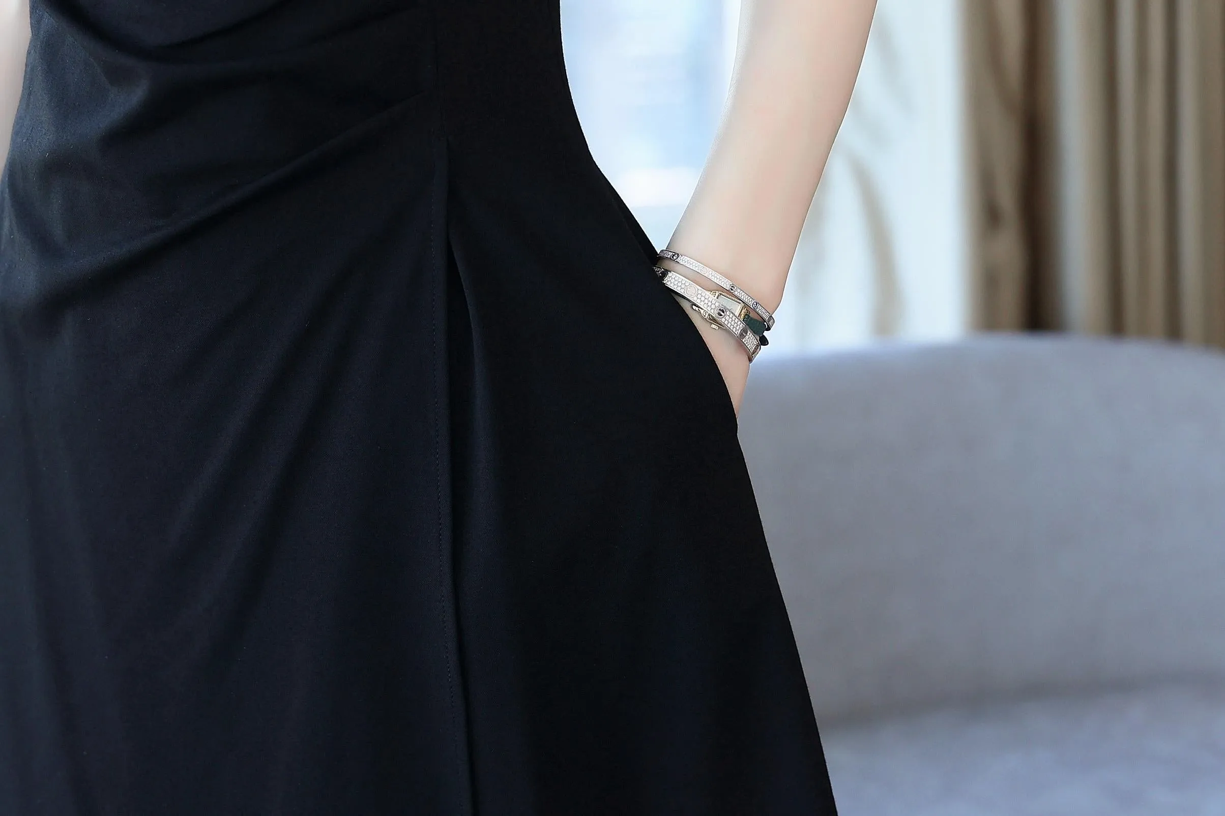 Solid Cotton Poplin Dress with Stylish Wrap Neckline