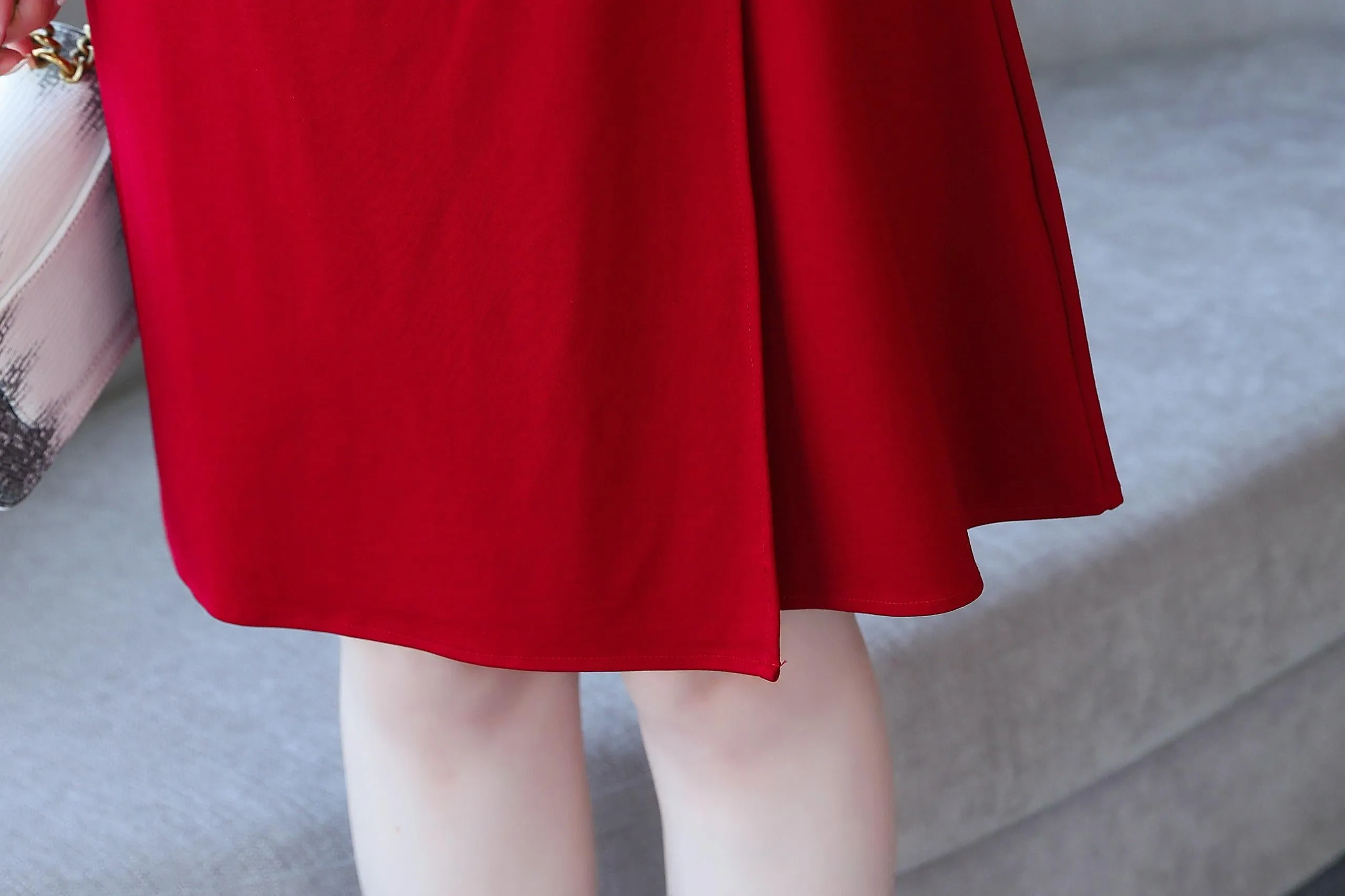 Solid Cotton Poplin Dress with Stylish Wrap Neckline