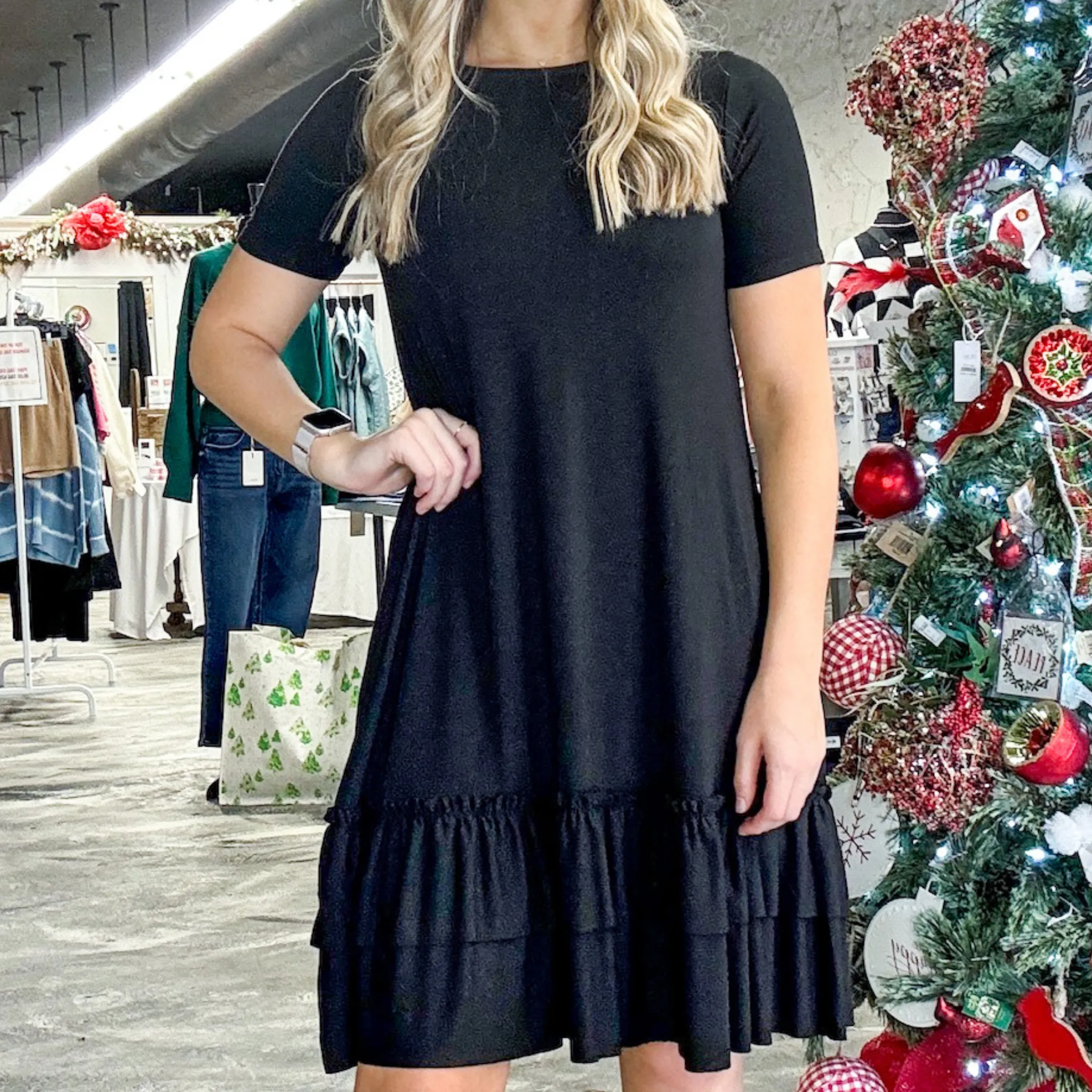 Southern Flair Ruffle Hem Dress | Black