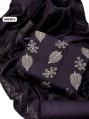 Stuff Dhanak Wool All Over Embroidery   Daman Embroidery Patch Shirt And All Over Embroidery Dhanak Wool Shawl With Plain Trouser 3PC Dress