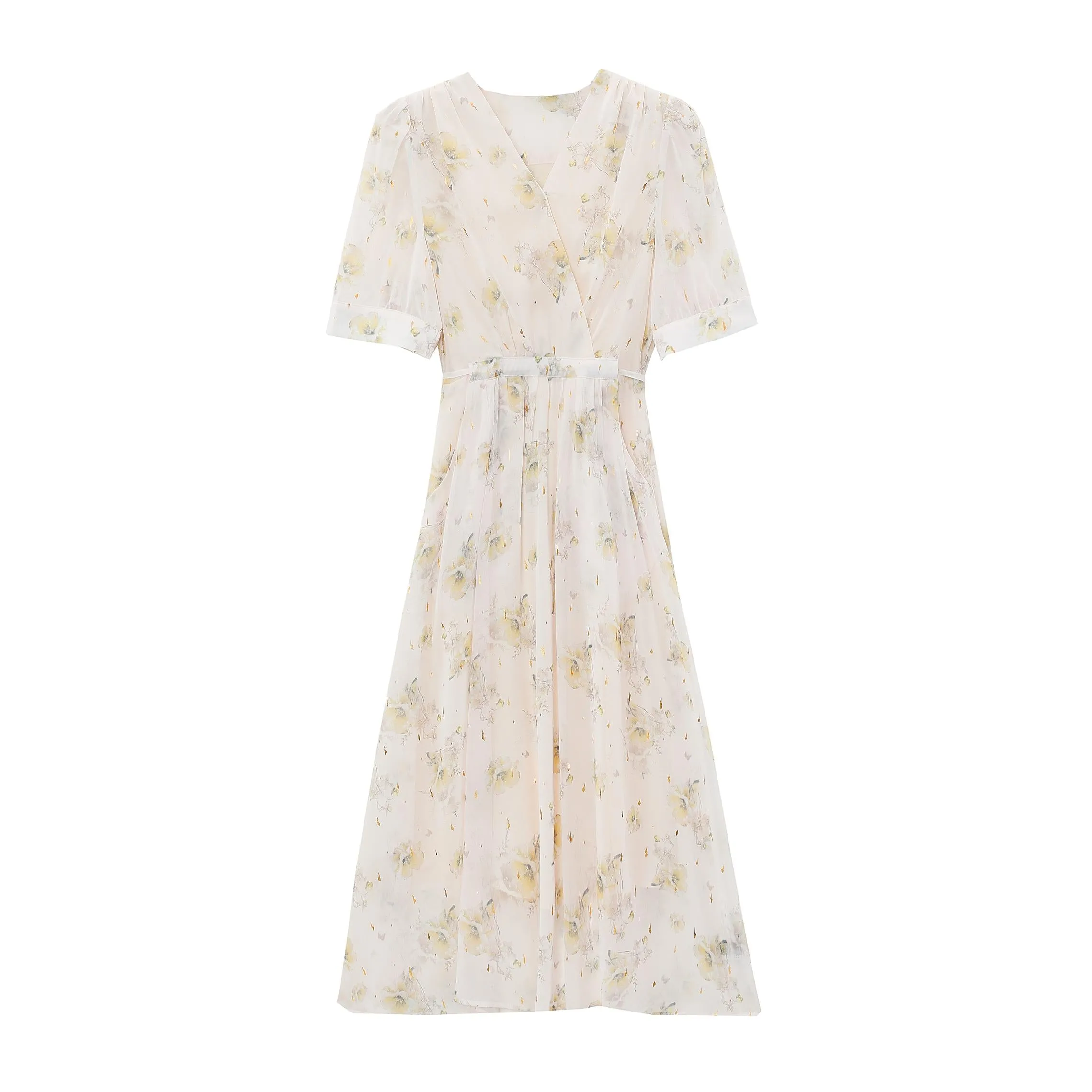 Stylish Women's Dress with Waist-Cinching Ties and Tulle Hem