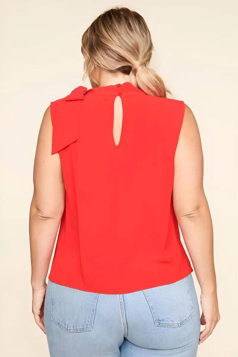 Sugarlips - Hustler Sleeveless Neck Tie Blouse - Plus Size (Final Sale)