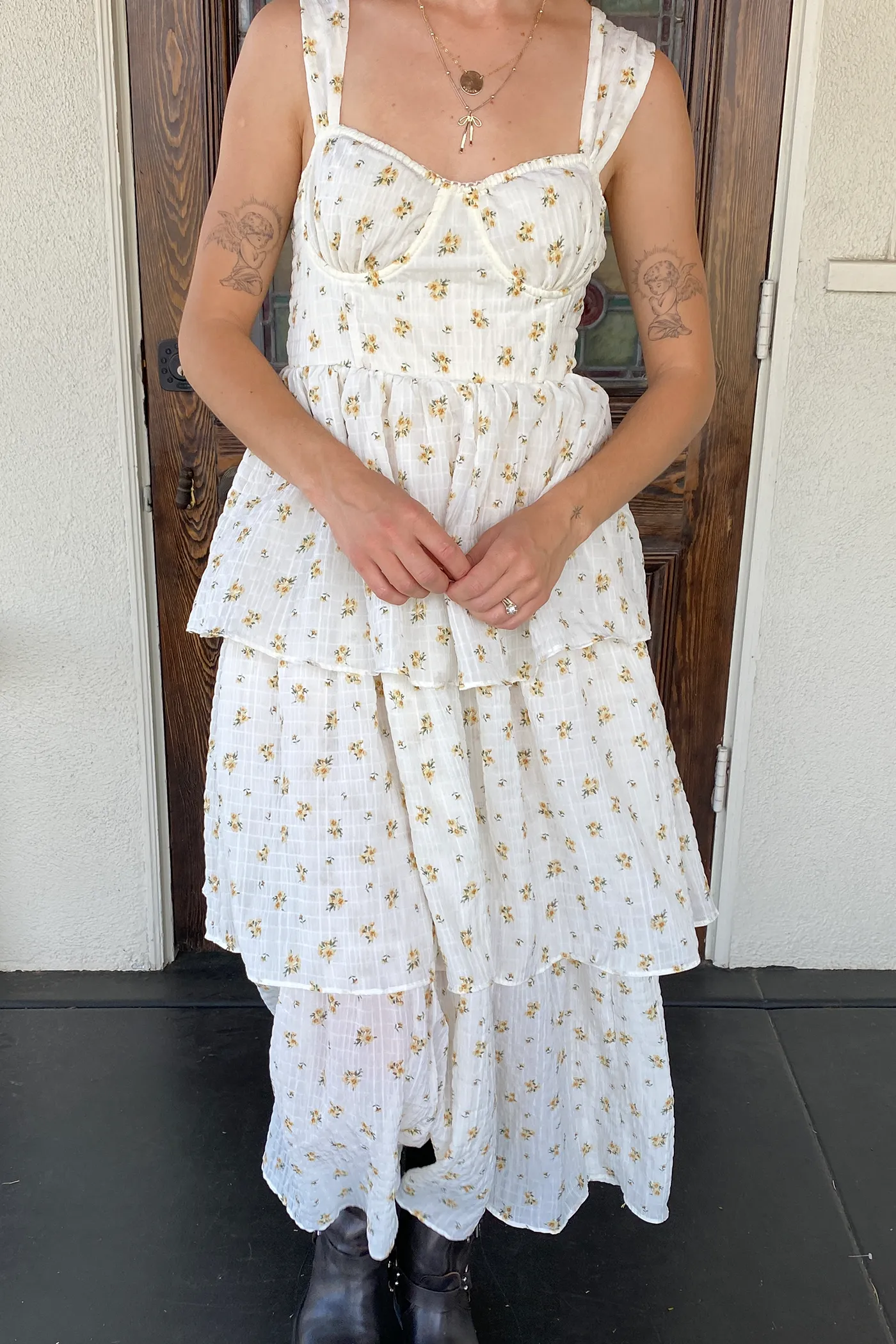 Tiered Floral Midi Dress