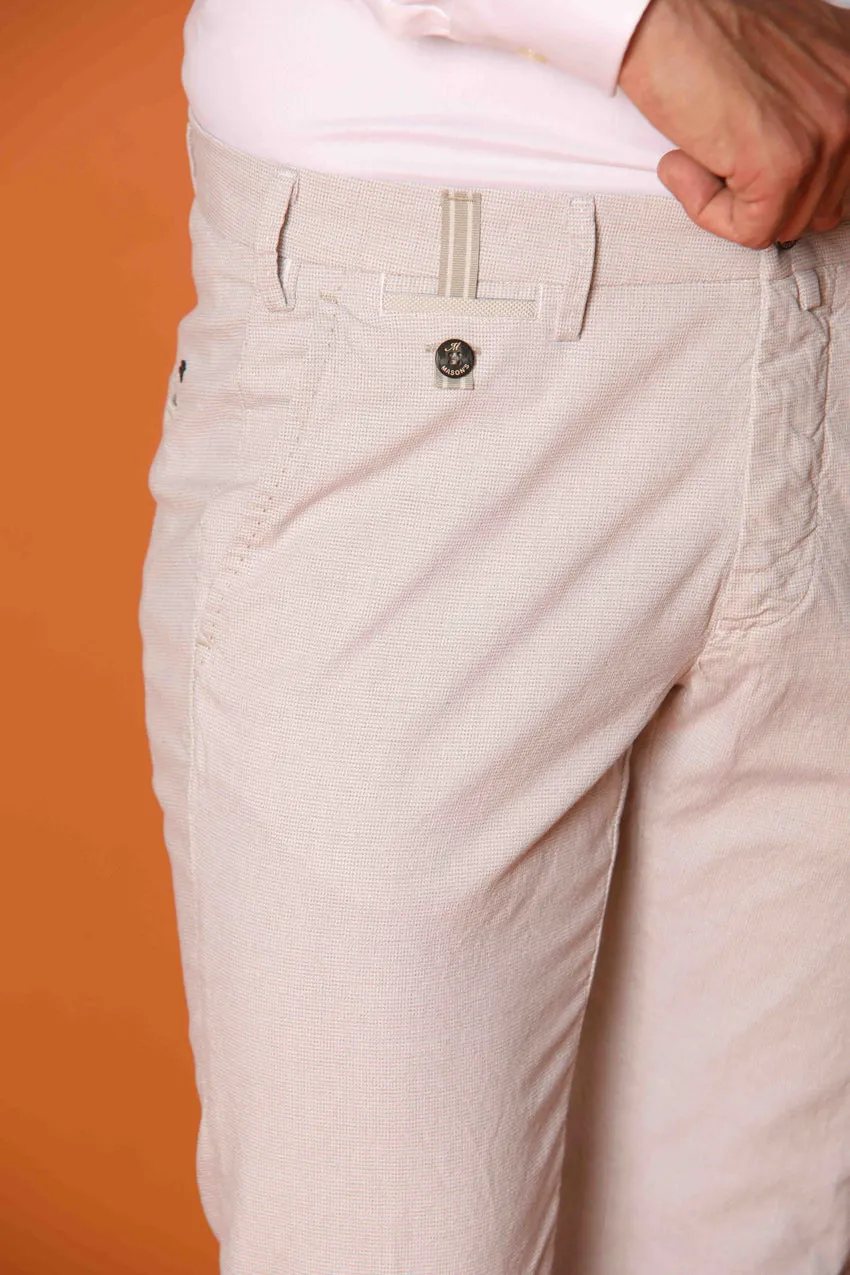 Torino Prestige men's chino pants houndstooth pattern with beige thread slim fit