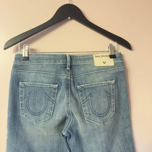 True Religion Starr Cropped Straight Pants Blue Women Size 25