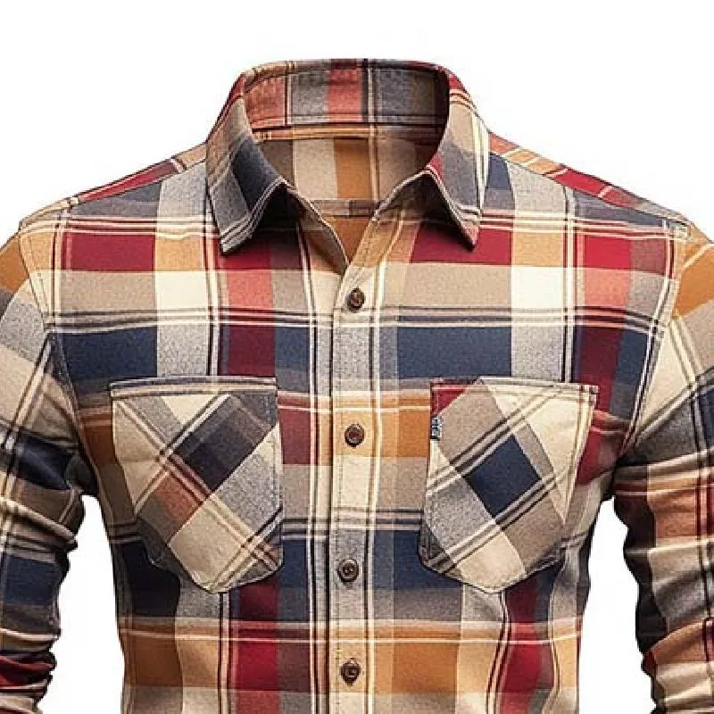Ulysses - Men's Classic Casual Slim Fit Check Long Sleeve Shirt