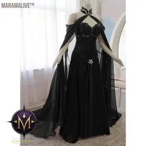 Vintage Medieval Evening Dress With Long Wrap Sweetheart Black A Line Renaissance Victorian Gothic Prom Party Gown For Women