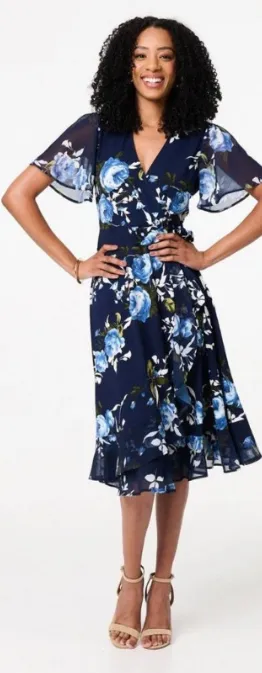 Viola Navy Floral Wrap Dress