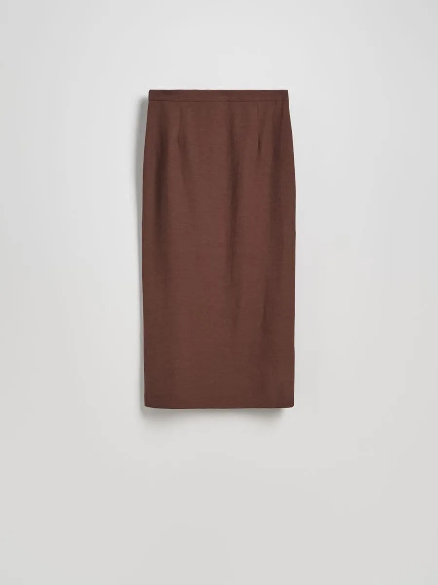 Viscose blend midi skirt