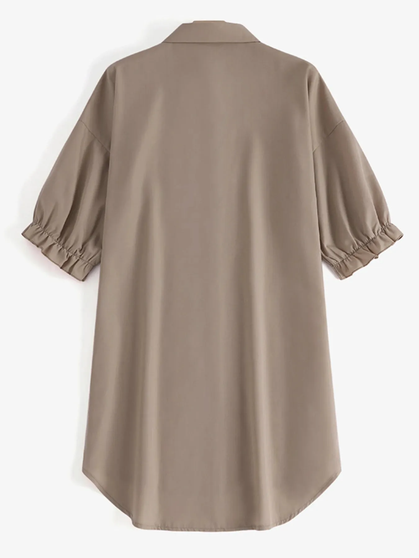 Women Daily Casual 3/4 Length Sleeve Solid Color Shirt Dresses