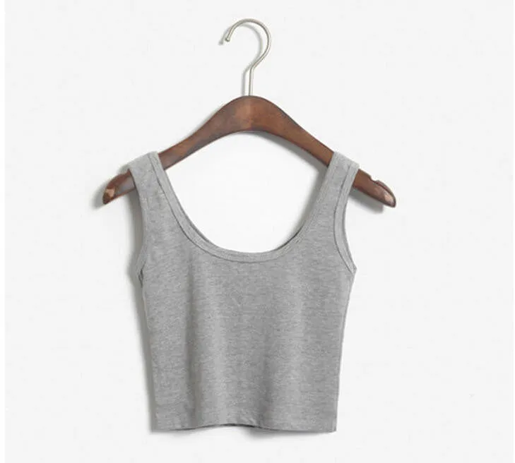 Women Short Crop Top Style Sleeveless U Vintage Croptops Sportwears Tank Tops,Femme Vest Tube Top