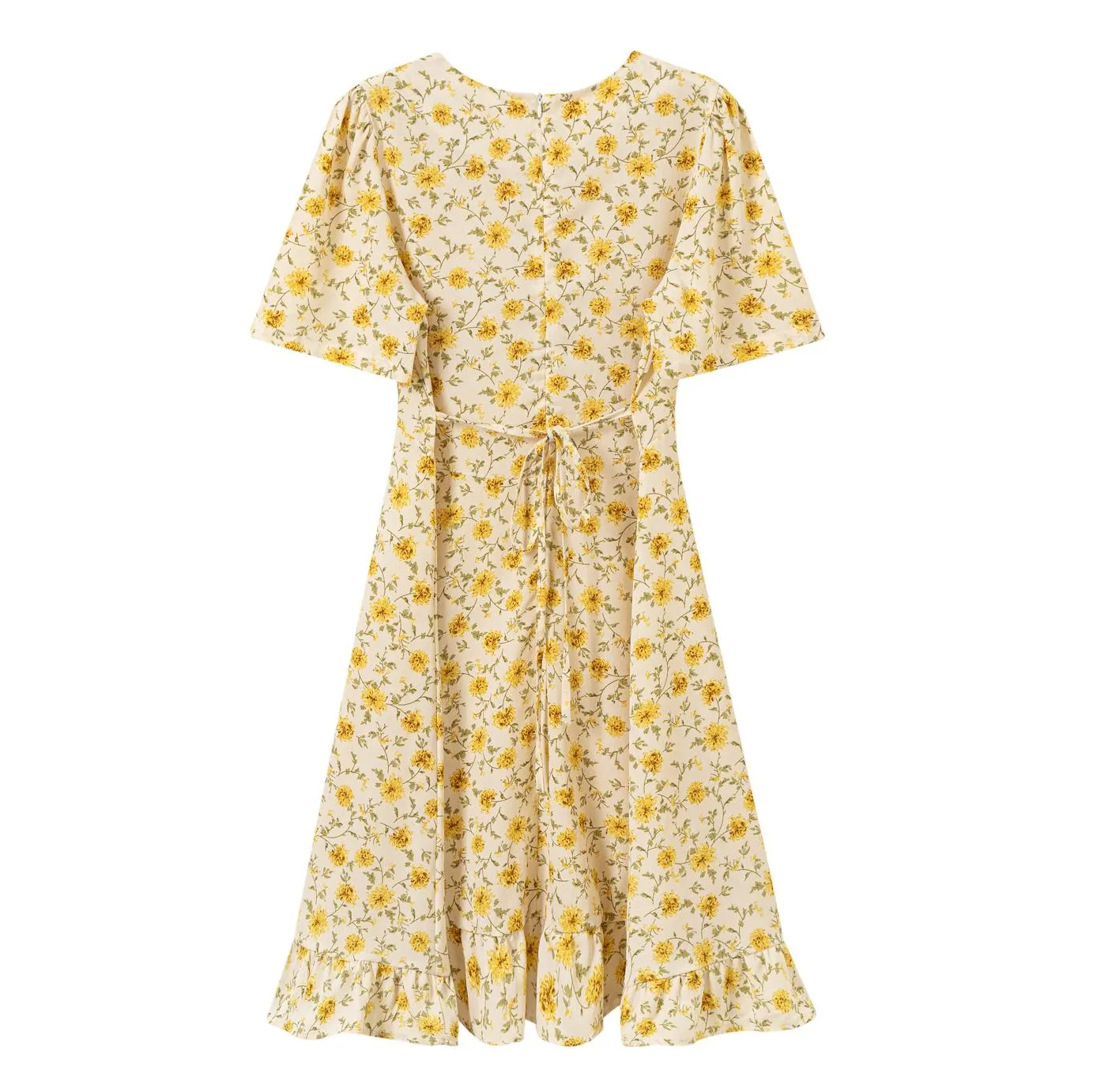 Women’s Chiffon Sundress with Wrap Neckline and Beautiful Floral Print