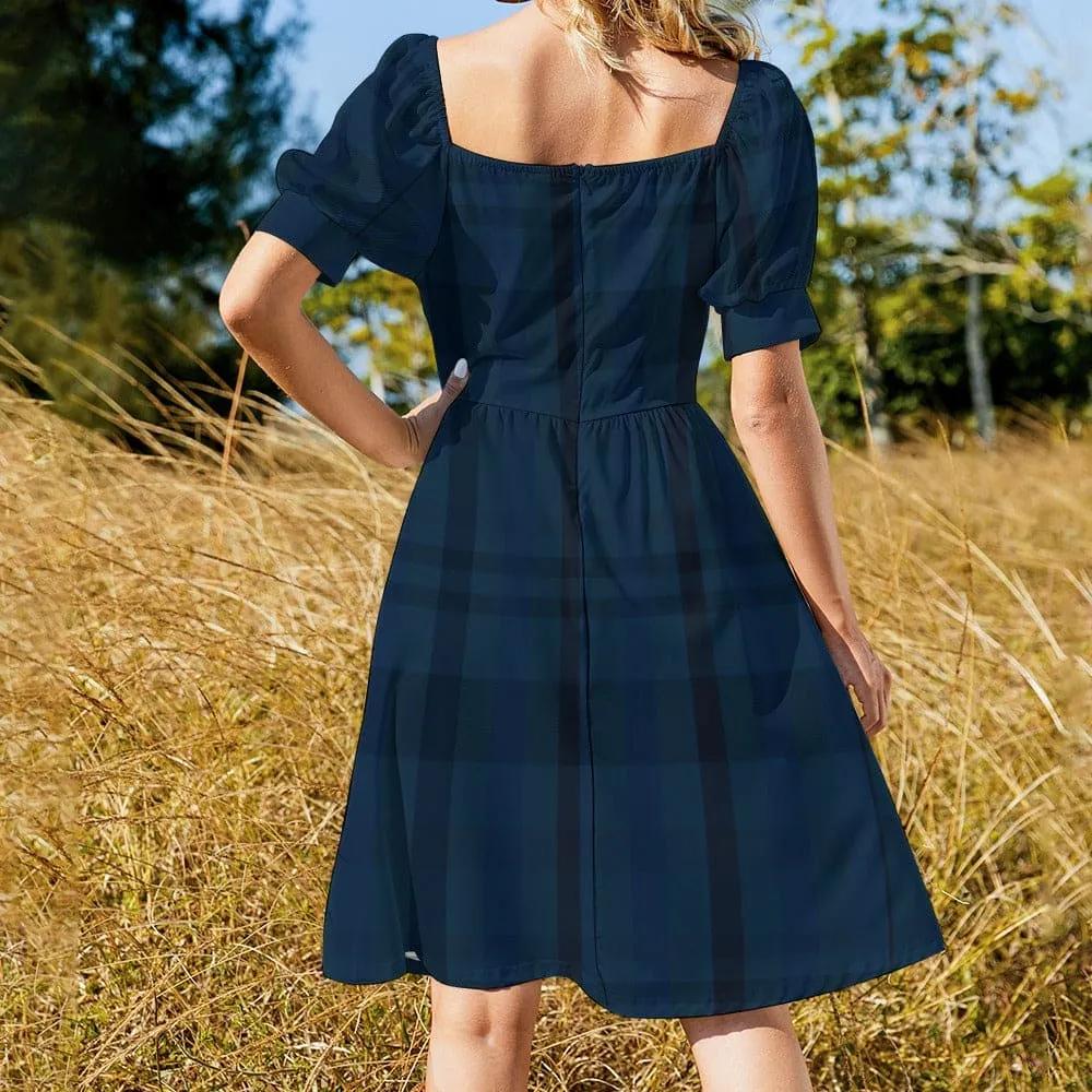 Women's Gothic Blue Plaid Sweetheart Dress