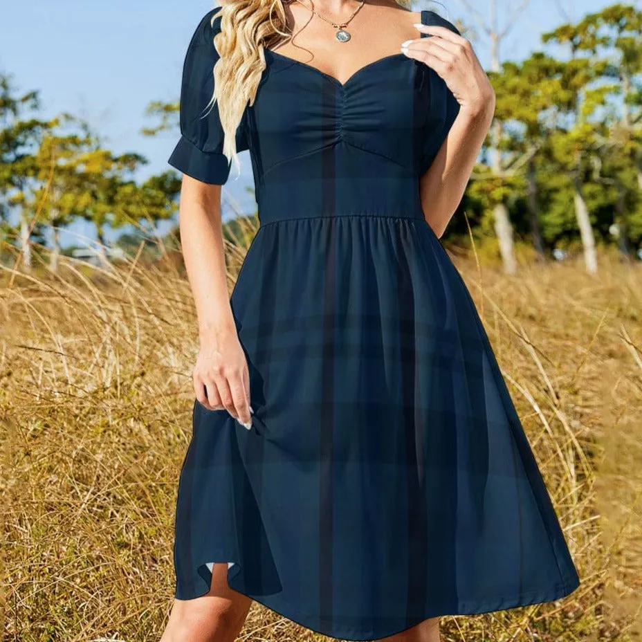 Women's Gothic Blue Plaid Sweetheart Dress