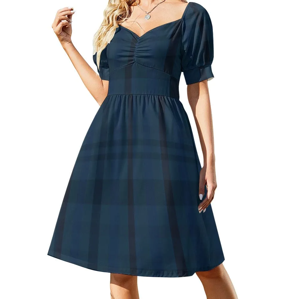 Women's Gothic Blue Plaid Sweetheart Dress