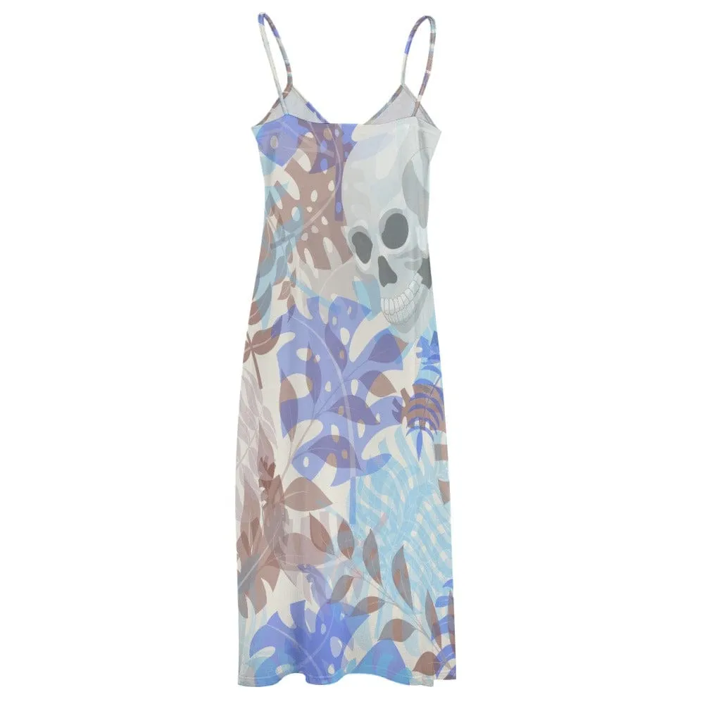 Women's Skull Leaves Sling Ankle Long Dress