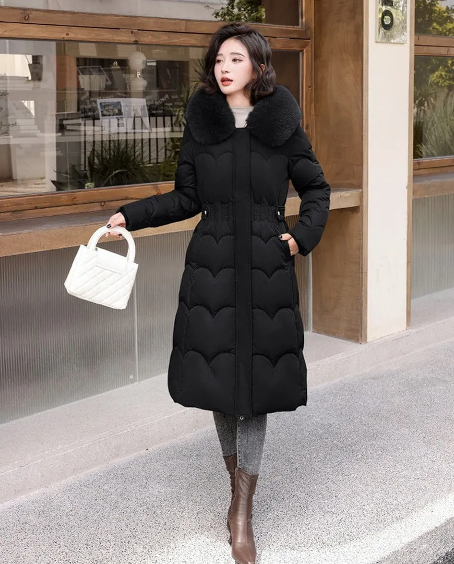 Women's Windproof Quilted Puffer Jacket with Full Zip Closure