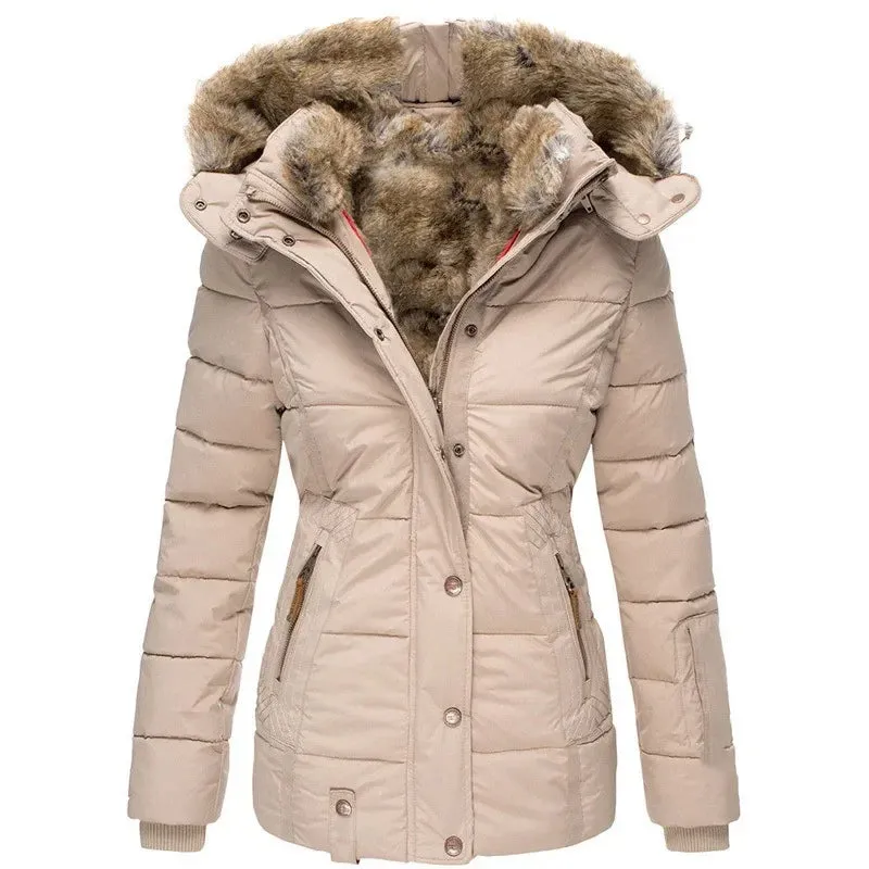 Women's Worm Cotton Coasts Outwear Long-Sleeve Zipper Winter Coat