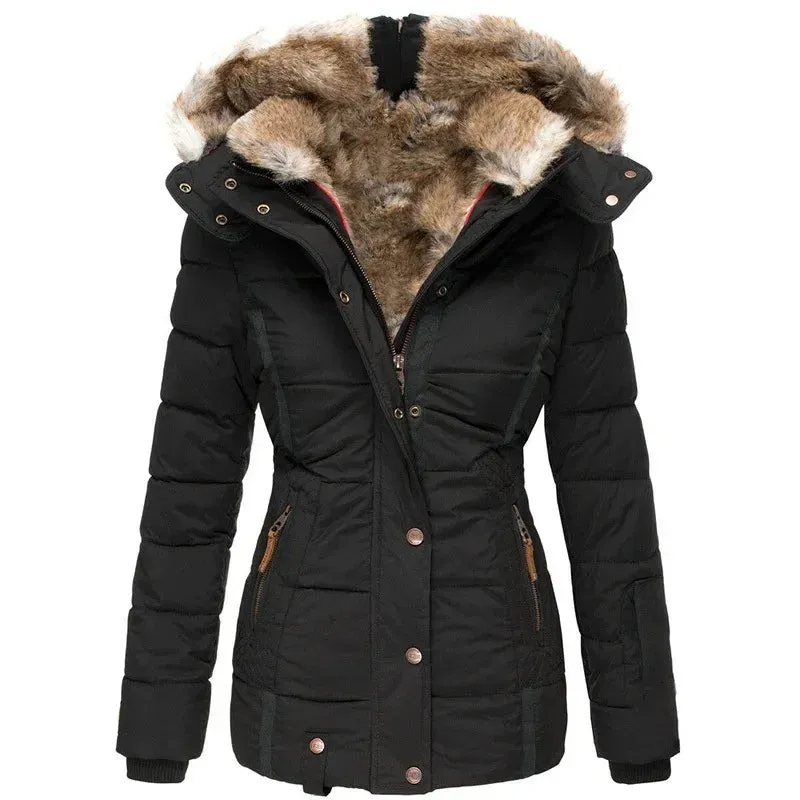 Women's Worm Cotton Coasts Outwear Long-Sleeve Zipper Winter Coat