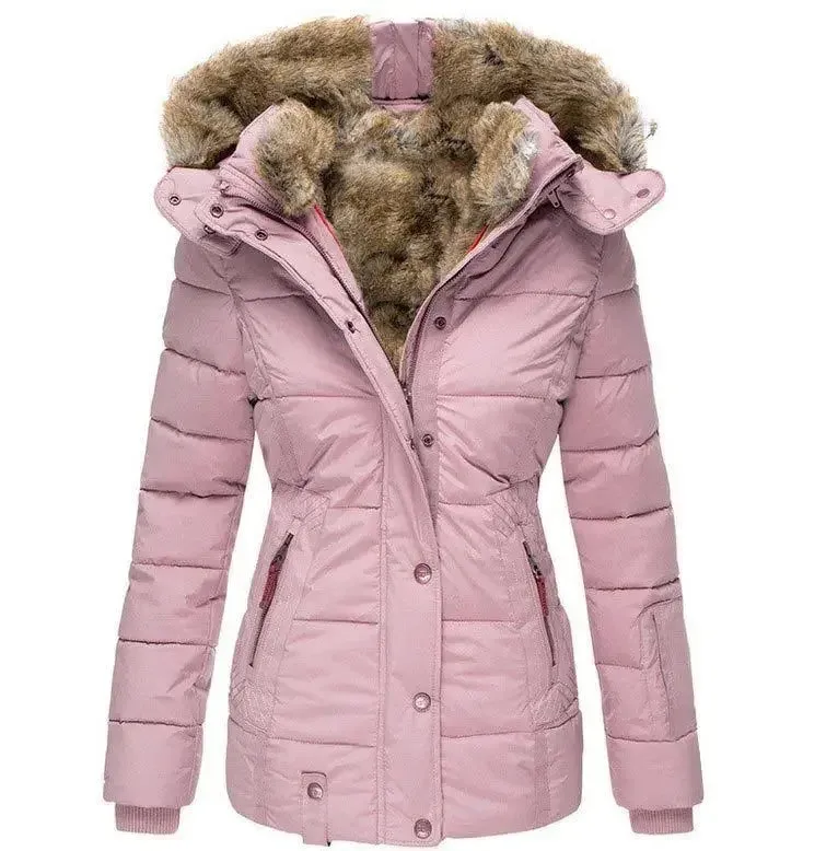 Women's Worm Cotton Coasts Outwear Long-Sleeve Zipper Winter Coat