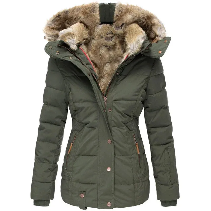 Women's Worm Cotton Coasts Outwear Long-Sleeve Zipper Winter Coat