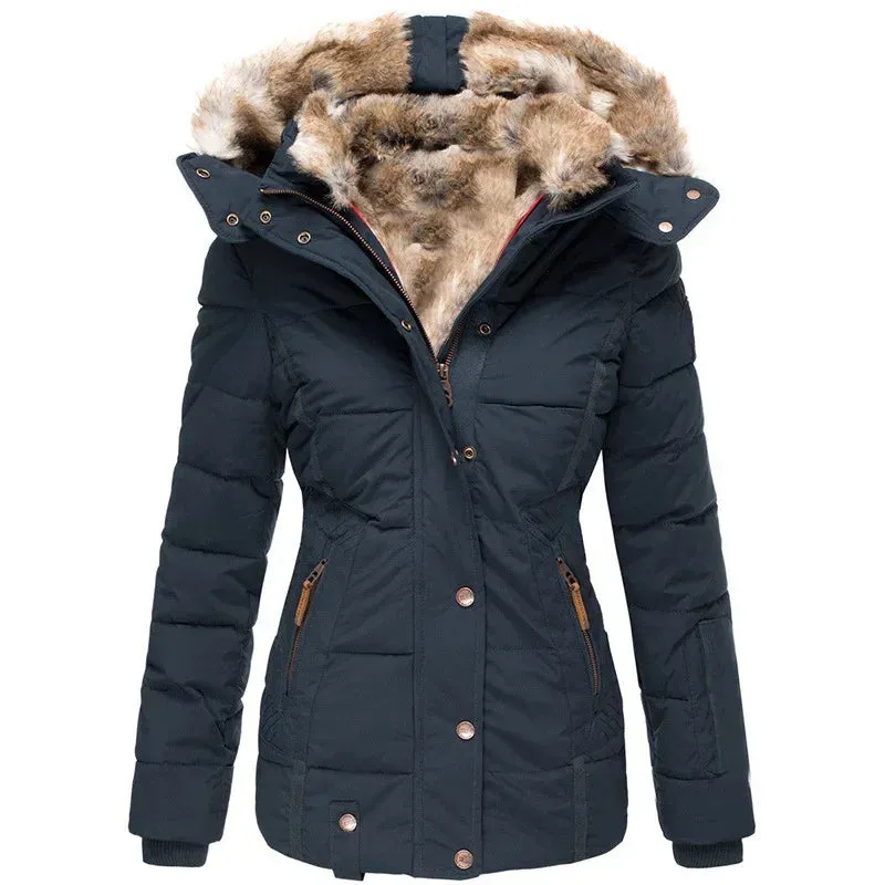 Women's Worm Cotton Coasts Outwear Long-Sleeve Zipper Winter Coat