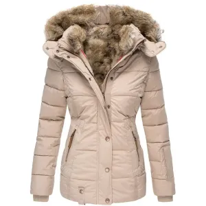 Women's Worm Cotton Coasts Outwear Long-Sleeve Zipper Winter Coat