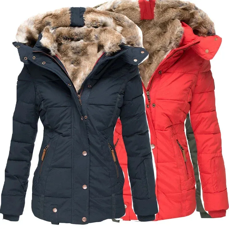Women's Worm Cotton Coasts Outwear Long-Sleeve Zipper Winter Coat