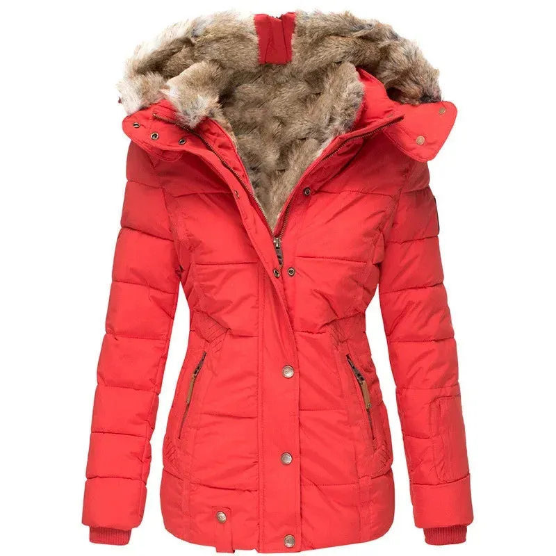 Women's Worm Cotton Coasts Outwear Long-Sleeve Zipper Winter Coat